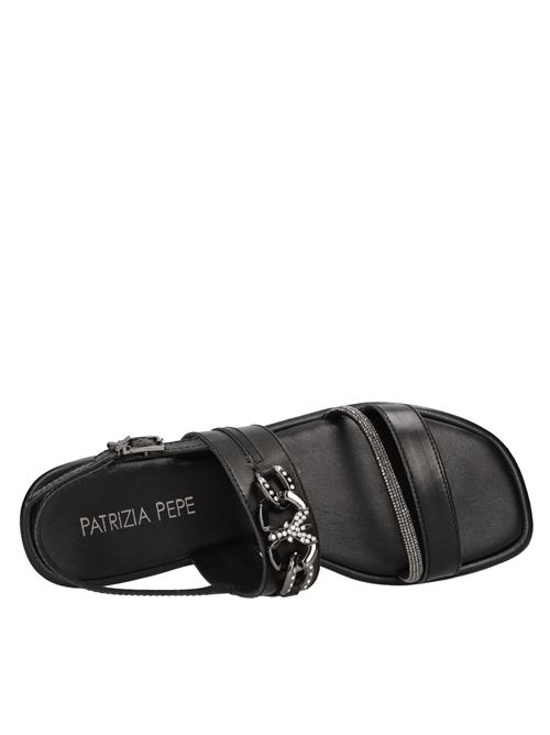 Sandali flat in pelle e strass PATRIZIA PEPE | PPJ283NERO